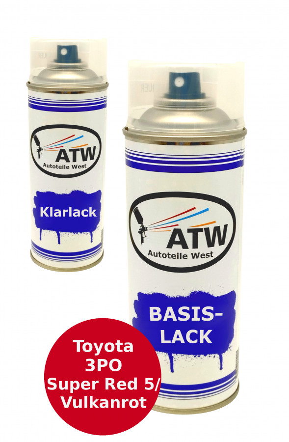 Autolack für Toyota 3PO Super Red 5 / Vulkanrot +400ml Klarlack Set